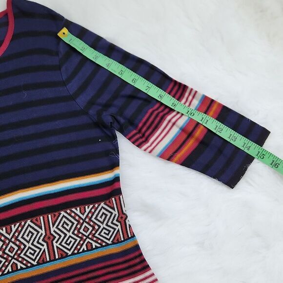 Peruvian Connection -1006 NWT Caravan Sweater Dress 3/4 Sleeve navy knit Large - Picture 7 of 7
